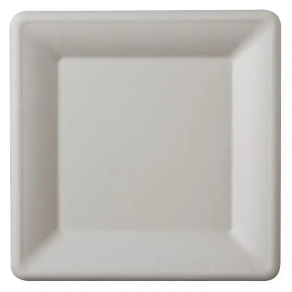 Farfurii Biodegradabile, Compostabile, Patrate, Albe, 15 cm, 50 buc