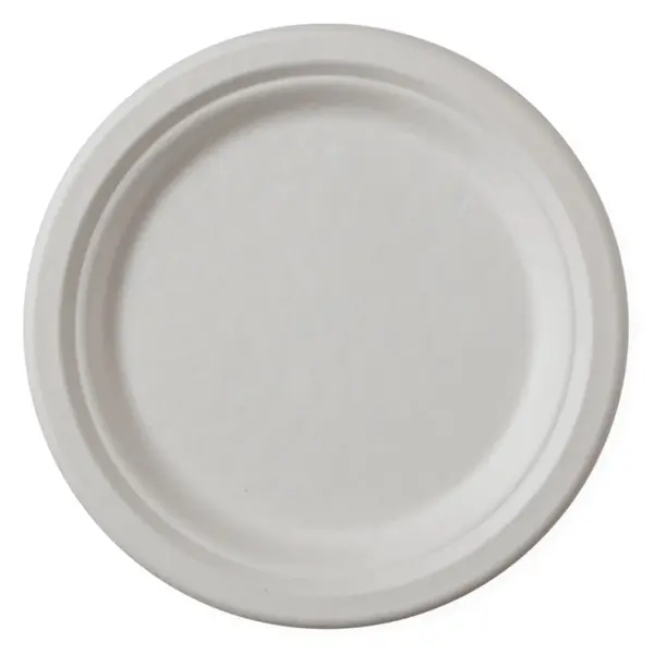 Farfurii Biodegradabile, Compostabile, Rotunde, Albe, 17 cm, 50 buc