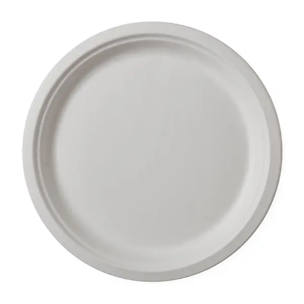 Farfurii Biodegradabile, Compostabile, Rotunde, Albe, 22 cm, 50 buc
