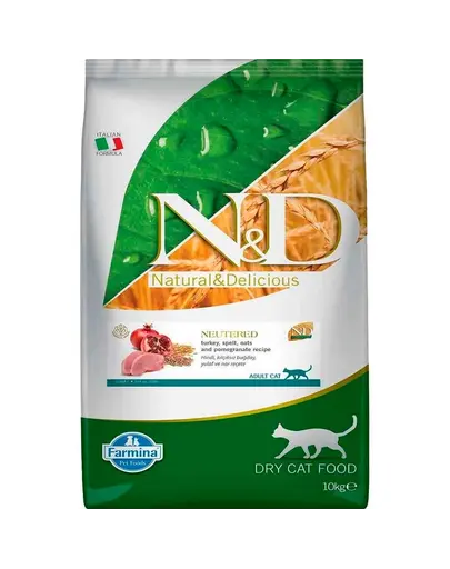 FARMINA N&D Ancestral Adult Cat Neutered 10 kg Hrana pisici sterilizate, curcan, spelta, ovaz si rodie