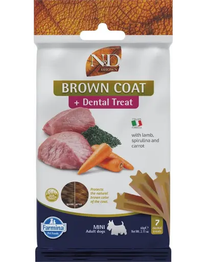 FARMINA N&D Brown Dental Treat Coat Lamb Mini 60 g gustare dentara caini de rase mici, cu miel