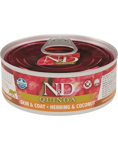 FARMINA N&D Cat Quinoa Skin&Coat cu hering și cocos 80 g