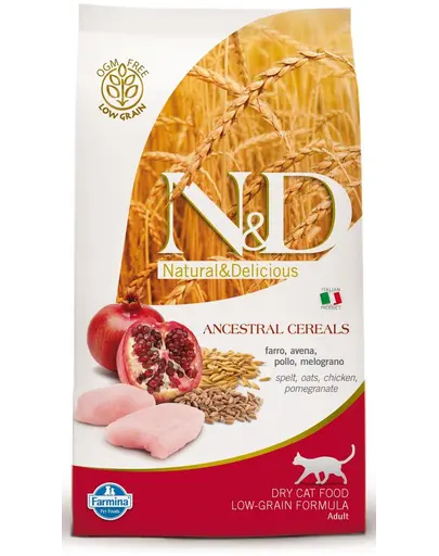 FARMINA N&D Low Grain Adult Cat - Hrană uscată cu pui & rodie 1.5 kg