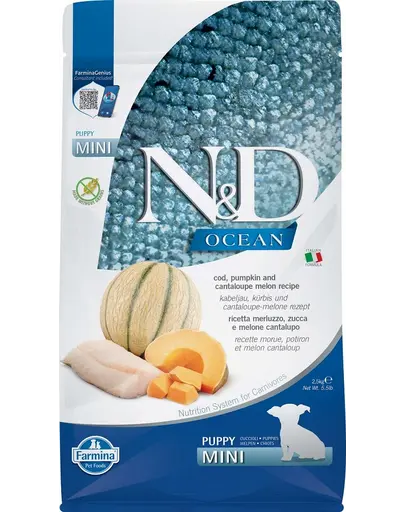 FARMINA N&D Ocean - Hrană pentru pui de cățel - cod, dovleac și pepene galben - 2,5 kg