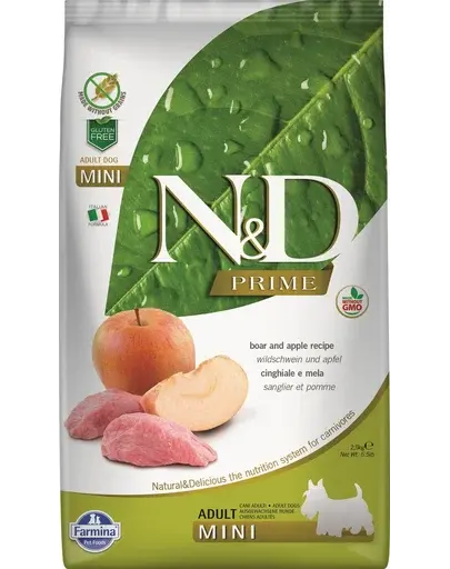 FARMINA N&D Prime Adult Mini - Hrană uscată cu carne de mistreț și măr 2.5 kg