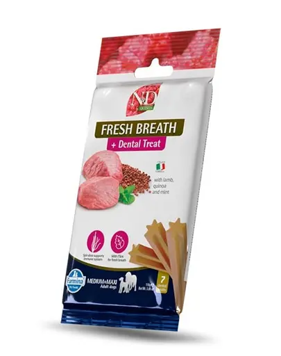 FARMINA N&D Quinoa Dental Treat Fresh breath Medium/Maxi 100 g gustare dentara cu quinoa pentru caini talie medie si mare