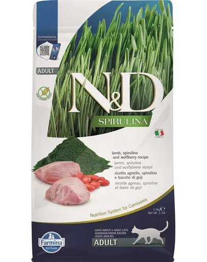 FARMINA N&D Spirulina Cat Adult Lamb & Wolfberry 1,5 kg Hrana uscata pisici, cu miel si spirulina