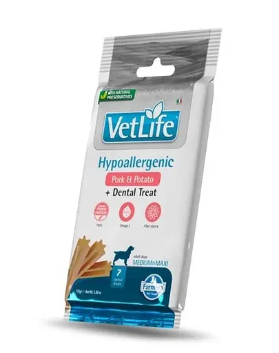 FARMINA Vet Life Dental Treat Hypoallergenic Pork Medium/Maxi 100 g (7 buc), recompense dentare pentru câini medii și mari