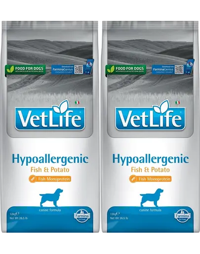 FARMINA Vet Life Hypoallergenic Fish&Potato 12 kg x 2 dieta veterinara caini, peste si cartof