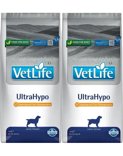 FARMINA Vet Life Ultrahypo Dog 12 kg x 2 dieta caini cu alergii alimentare, diaree recurenta sau dermatita idiopatica