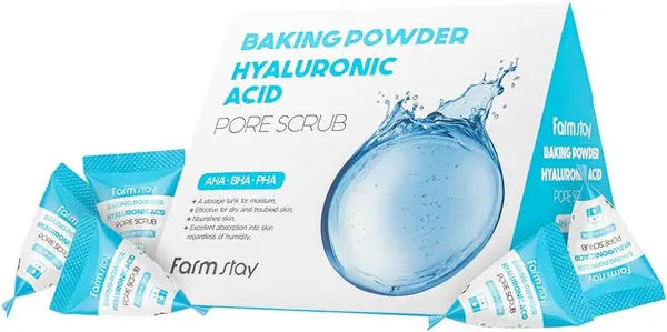 FarmStay Hyaluronic Acid Scrub facial Baking Powder, 25 x 7 g