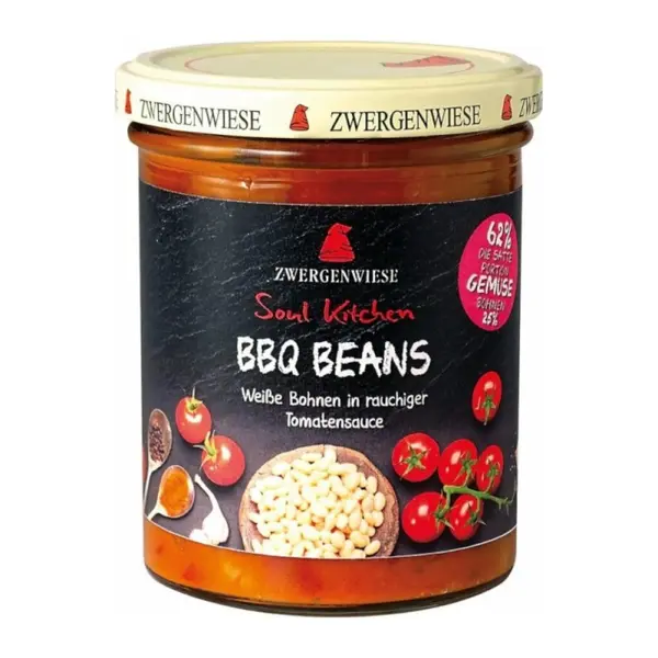 Fasole Alba Bio, Zwergenwiese Soul Kitchen, in Sos de Rosii Barbeque, 370 g