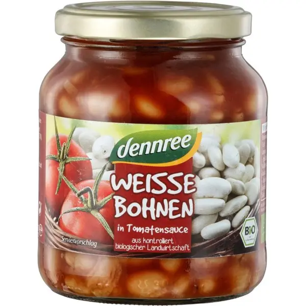 Fasole alba in sos de rosii, eco - 350 g