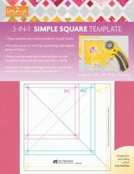 fast2cut 3-in-1 Simple Square Template. Easily Cut 3 1/2 ", 4 1/2 " & 5 1/2 " Squares, Paperback/***