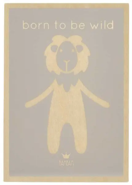 Felicitare din lemn pentru bebelusi Bam Bam - Born to be wild