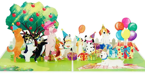 Felicitare Kiriori Pop-up - Petrecere cu câini