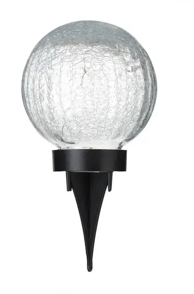 Felinar solar in forma de glob din sticla crackle O15 cm, transparent
