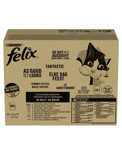 FELIX Fantastic mix carne în jeleu hrană umedă pisici 120x85 g