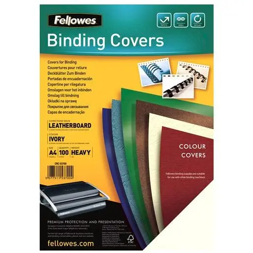 Fellowes Binding cover (leather pattern) DELTA A4 ivory - FSC, 100 pcs