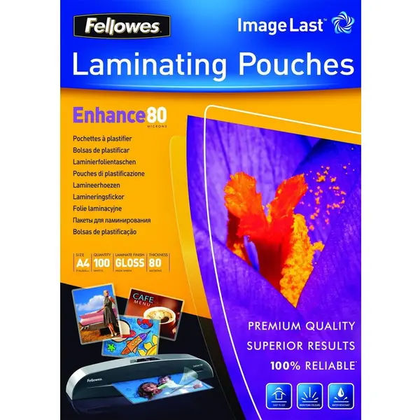 Fellowes Folie de laminat Fellowes Laminating pouch 80 µ, 216x303 mm - A4, 100 pcs, Premium ImageLas