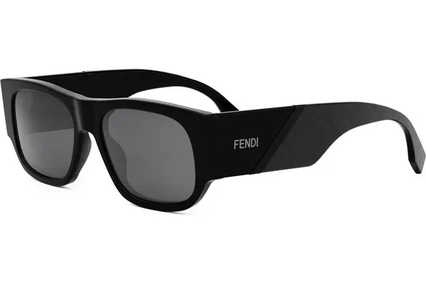FENDI Diagonal Black Rectangular Sunglasses