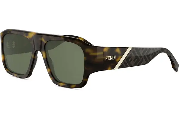 FENDI Diagonal Havana Square Sunglasses