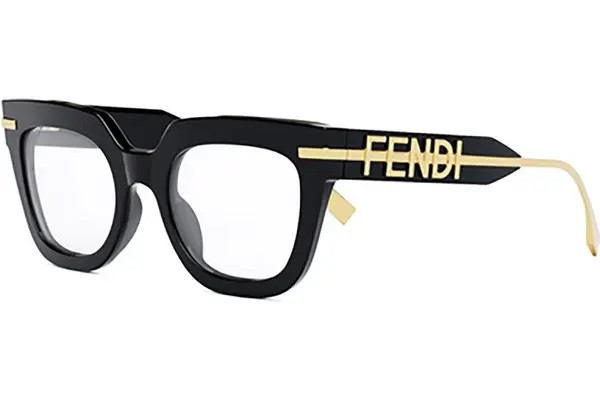 FENDI Fendigraphy Black Rectangular Eyeglasses