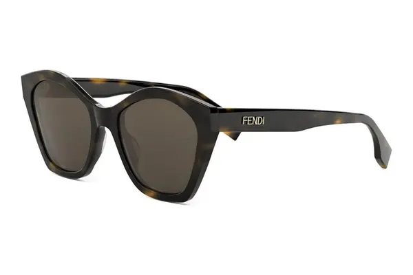 FENDI Lettering Havana Geometric Sunglasses