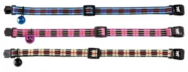 FERPLAST Zgardă pentru pisici TARTAN, cu clopoţel, 20-30x1cm, diverse culori