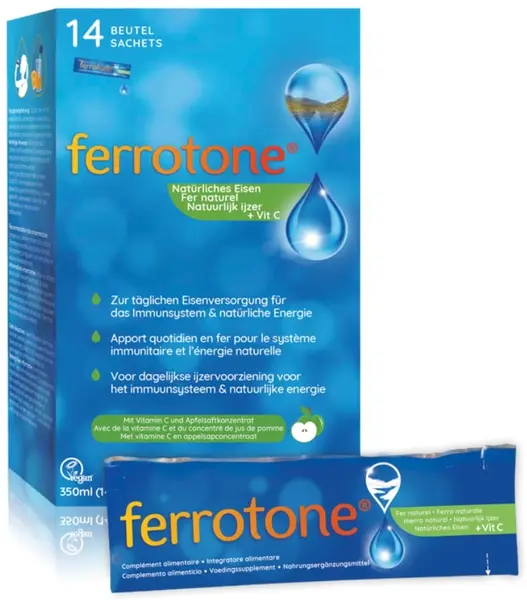 Ferrotone, măr, 14 pliculețe x 25 ml
