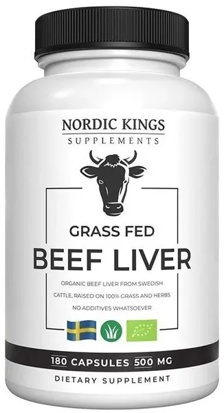 Ficat de vită Grass Fed, 180 capsule, Nordic Kings