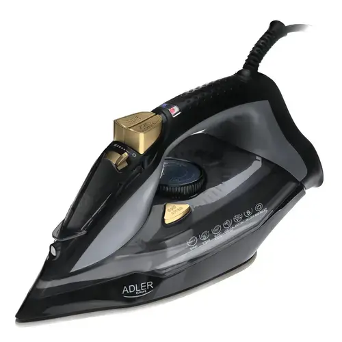 Fier de calcat Adler AD5038, 3000 W, Talpa ceramica, 5 functii, Rezervor 350 ml, Cablu 1.9m, Oprire automata (Negru)