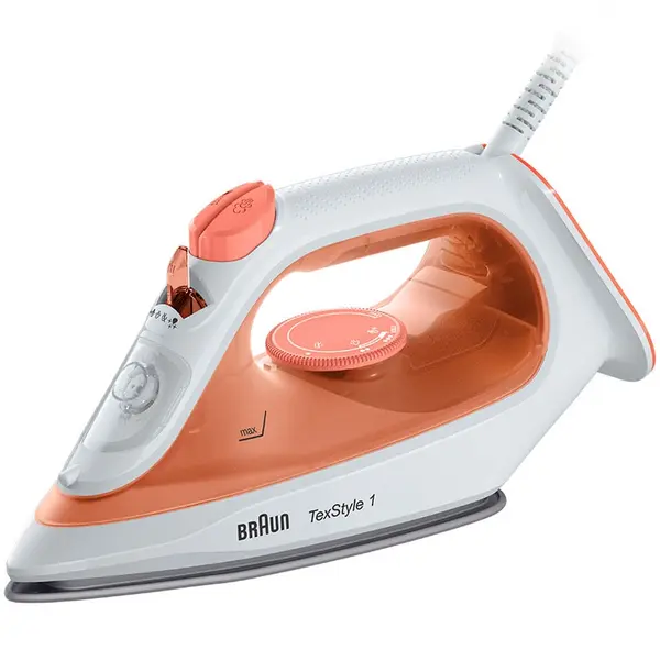 Fier de calcat Braun TexStyle 1 SI1009OR, 1900 W, abur variabil 25g/min, jet de abur 120g/min, rezervor 220 ml, talpa ceramica, sistem antipicurare, Portocaliu