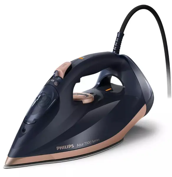Fier de călcat Philips - Series 6000, 3200 W, 55 g/min, albastru/auriu
