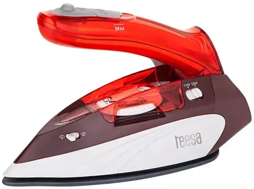 Fier de calcat Teesa Slide Travel 1100 TSA2012, 1100 W, Talpa ceramica, Calcare pe verticala, Pliabil (Rosu)