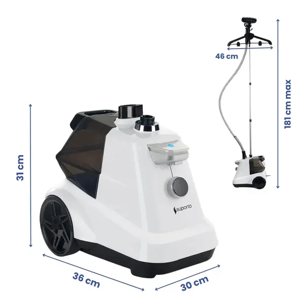 Fier de Călcat Vertical cu Aburi – Igienizare și Netezire Rapidă, 2200W. Steamer model R3 cu 4 trepte de putere. Rezervor aparat 3L, pentru 65 min de lucru, 45g/min abur continuu, Alb - Default Title