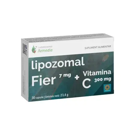Fier Lipozomal + Vitamina C, 30 capsule – Laboratoarele Remedia