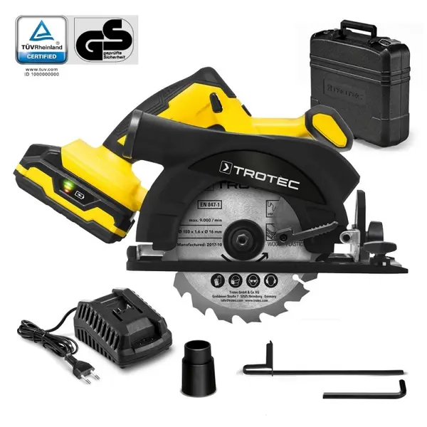 Fierastrau circular de mana Trotec PCSS 10-20V, Comutator pornire/oprire cu Quickstop