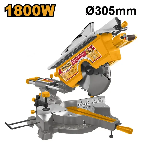 Fierastrau Circular Fix 1800W 305mm INGCO MT2S18002, Banc Profesional cu Disc Mare pentru Taiere Precisa Lemn si Unghiuri Reglabile
