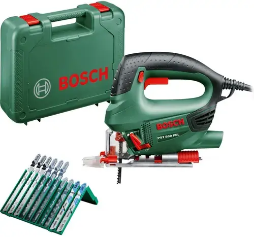 Fierastrau vertical Bosch PST 800 PEL, 530 W, 3000 RPM, 80 mm adancime maxima de taiere + 10 accesorii