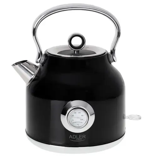 Fierbator de apa Adler STRIX AD 1346B, 1.7 l, 2200 W, Termometru, Filtru sedimente, Oprire automata (Negru)