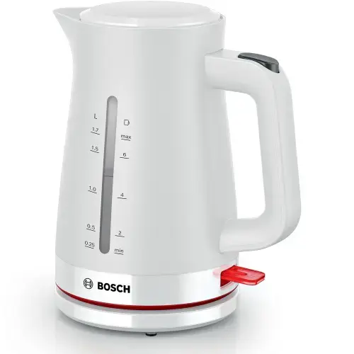 Fierbator de apa Bosch TWK3M121, 1.7l, filtru de calcar,oprire automata, protecţie împotriva supraincalzirii şi funcționarii fara apa, oprire în momentul ridicarii canii de pe suport, Alb