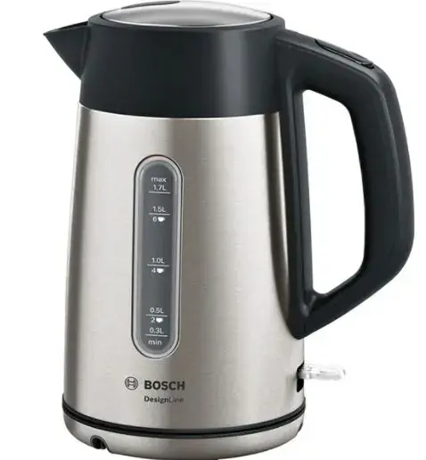 Fierbator de apa Bosch TWK4P440, 1.7 L, 2400 W (Negru/Inox)
