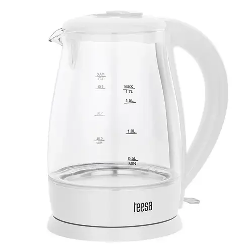 Fierbator de apa Teesa TSA1511W, 2200 W, 1.7 l, Sticla (Alb)