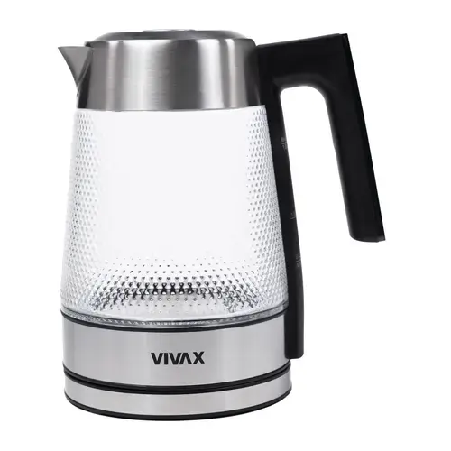 Fierbator de apa Vivax WH-181CX, 2200 W, 1.8 litri, Sticla, Filtru calcar, Oprire automata (Argintiu/Negru)