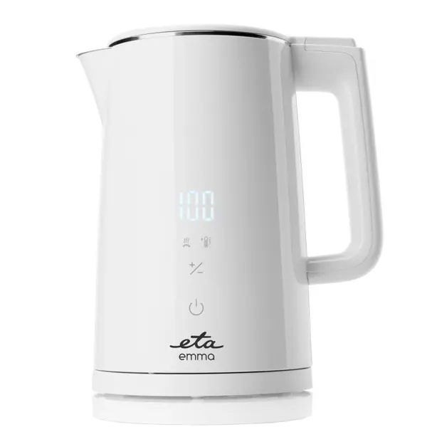 Fierbator electric ETA Emma 5595 90010, 2200 W, 1.5 L, pereti dubli, 40 - 100 ° C, afisaj LED, otel inoxidabil, alb