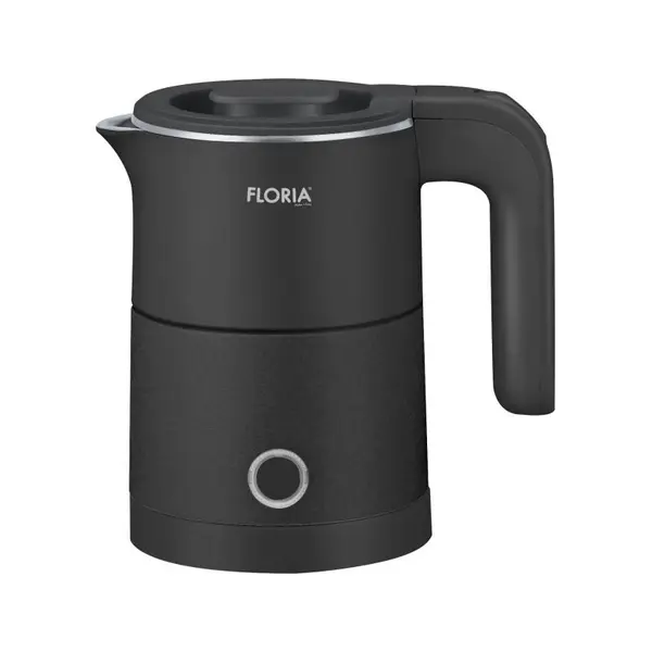 Fierbator electric Floria ZLN1733, Capacitate 500ml, Putere 1000W, Pereti dublii, Inox, Negru