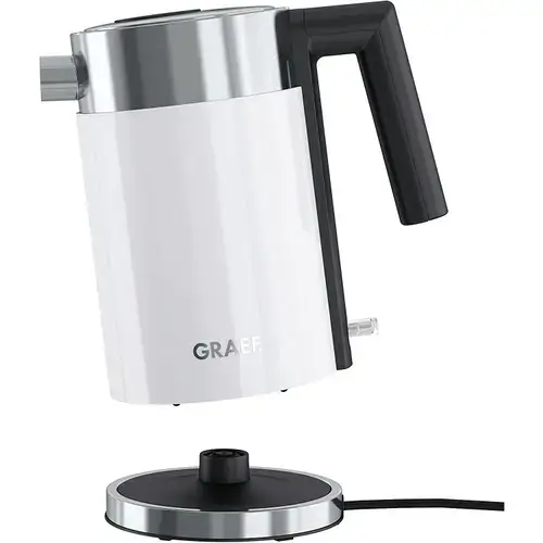 Fierbator electric Graef, WK401, capacitate 1 L, corp mobil, cu filtru de calcar detasabil din inox, turnare usoara, oprire automata, protectie supraincalzire, 2015 W, alb