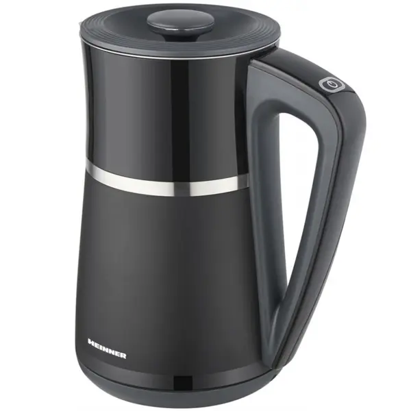 Fierbator electric Heinner HEK-D22002WBK, 2200 W, 1.7 l, 5 setari temperatura, Functie mentinere cald, Display LCD, Negru