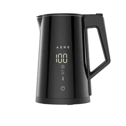 Fierbator electric inteligent Aeno AEK0007S, controler Strix , 1.7 l, filtru de calcar, protectie la fierbere uscata, corp cu pereti dubli neincalzitor, vas interior fara sudura din otel inoxidabil, afisaj LED, setari de temperatura (Negru)